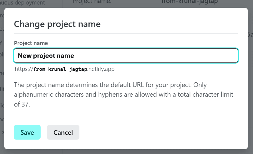 netlify change name